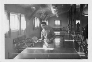 Handsome Young Man Playing Ping Pong Table Tennis Asian American Vtg Photo 144