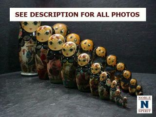 Noblespirit (3970) 2x Hand Painted 10 Piece Russian Nesting Dolls