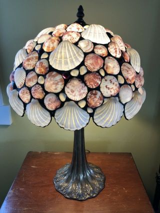 Antique Seashell Lamp Shade Tiffany Arts Crafts Shade Only 2