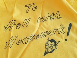 Unusual Vtg To Hell With Housework Apron Devil Satan Handmade Halloween Novelty