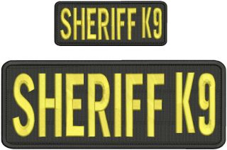 Sheriff K9 Embroidery Patches 4x10 And 2x5 Hook On Back Gold Letters