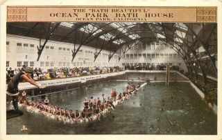 C1910 Postcard; Interior Ocean Park Bath House Ocean Park Ca The Bath