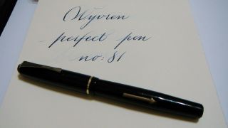 Wyvern Perfect Pen No 81,  Black,  Semi Flex 14k Fine Nib,  England