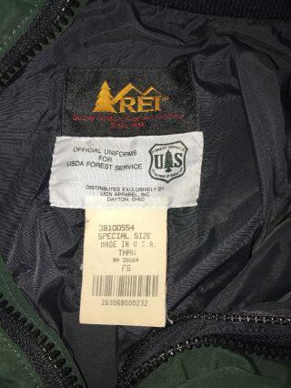 US FOREST SERVICE JACKET REI GORE TEX PATCH,  OFFICIAL USFS XL OR XXL 2