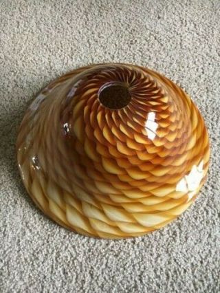 Hand Blown Glass Floor Lamp Shade Heavy Thick Glass Brown Amber Shell Pattern