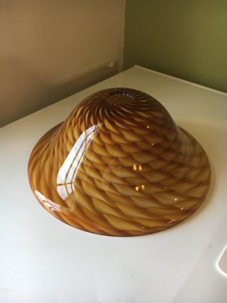 Hand Blown Glass Floor lamp Shade Heavy Thick Glass brown amber Shell pattern 3