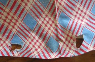 Vintage Feedsack Red Blue Plaid Feed Sack Quilt Sewing Fabric 3