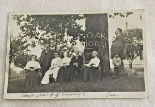 Vintage Postcard Of People At Oak Lodge In Livonia Livingston County Ny
