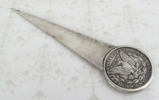 VTG sterling silver morgan 1898 silver dollar western boss dagger letter opener 2
