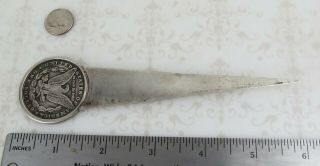 VTG sterling silver morgan 1898 silver dollar western boss dagger letter opener 6