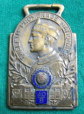 Vintage American Legion 40/8 1931 Detroit 12th Promenade Nationale Medal Fob