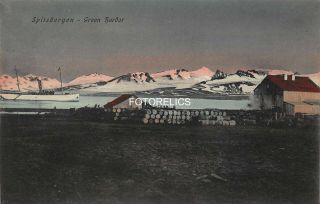 Spitsbergen Svalbard Norway Norge,  Early Colored Post Card Of Green Harbor