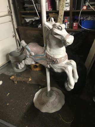 Carousel Statue Horse Aluminum Cast With Paint And A Stand With Brass T