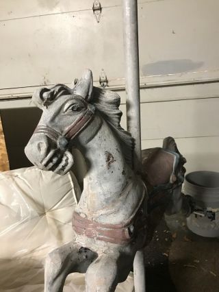 Carousel Statue Horse Aluminum Cast With Paint And A Stand With Brass T 2
