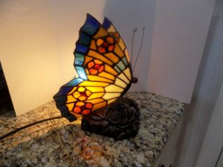 Tiffany Style Stained Glass Butterfly Accent Lamp Night Light Table Desk Lamp