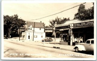 Rockford,  Illinois Rppc Real Photo Postcard " State Street & Johnston Ave.  " 1930s