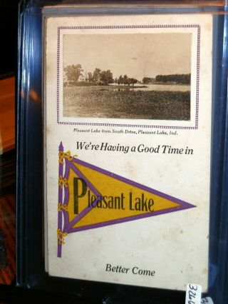 3266,  Seldom Seen Real Photo Insert Flag Cd,  Pleasant Lake Ind,  @1910