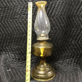 Antique Vintage Amber Glass Oil Kerosene Hurricane Lamp Wedding Farmhouse Old 2