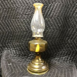 Antique Vintage Amber Glass Oil Kerosene Hurricane Lamp Wedding Farmhouse Old 4