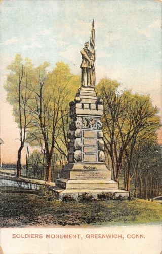 Greenwich,  Ct Soldiers Monument,  M.  Brown Pub 1921