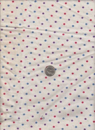Vintage Feedsack Beige Purple Blue Red Polka Dot Feed Sack Quilt Sewing Fabric