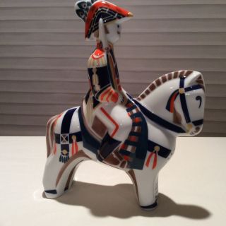 Sargadelos porcelain military figurine statue soldier on horse Spanish colorful 3