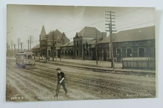 Antique Toledo Ohio Real Photo Postcard Union Depot Train Station