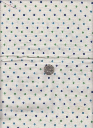 Vintage Feedsack Beige Navy Green Polka Dot Feed Sack Quilt Sewing Fabric