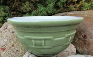 Longaberger Woven Traditions Sage Green Nesting Mixing Bowl Ivory Interior 6.  5 "