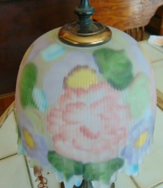 REVERSE PAINTED GLASS WISTERIA SHADE USA MADE TABLE LAMP FLORAL 2