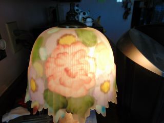 REVERSE PAINTED GLASS WISTERIA SHADE USA MADE TABLE LAMP FLORAL 6