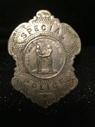 Rare Antique Obsolete Special Police Badge United We Stand Divided We Fall Read
