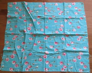Vintage Feedsack Turquoise Roses Floral Feed Sack Quilt Sewing Fabric 2