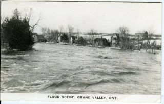 Grand River Flood Scene,  Grand Valley,  Ontario,  High Water Pre 1920