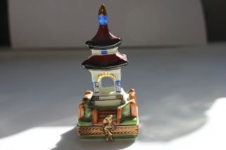 Limoges Peint Main Asian Temple Pagoda Box Numbered 73/500,  Limited Edition