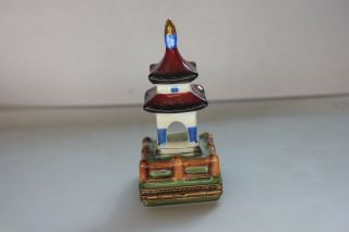 Limoges Peint Main Asian temple Pagoda box numbered 73/500,  limited edition 2
