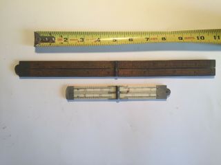 Antique Folding Rulers: 2 12 And 24 Inch Ivory 39 And Wood 62