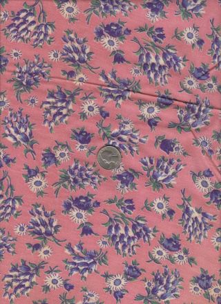 Vintage Feedsack Pink Purple White Floral Feed Sack Quilt Sewing Fabric