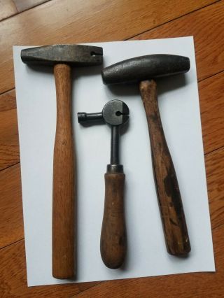 Vntg Bucksaw Buck Saw Crosscut Blacksmith Sawyers Set Setting Hammers Antique