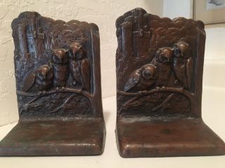 Antique Weidlich Bros Bronze Owl Bookends