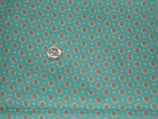 Vintage Tiny Aqua Green Floral Cotton Fabric