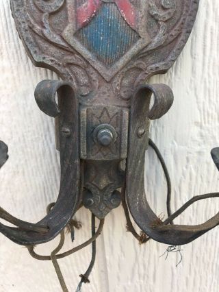 VINTAGE CAST IRON ELECTRIC SCONCE LIGHT CANDLE ORNATE VICTORIAN 3