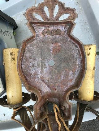VINTAGE CAST IRON ELECTRIC SCONCE LIGHT CANDLE ORNATE VICTORIAN 7