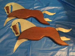 Vtg Horse Wall Plaques Wood And Metal Hand Made