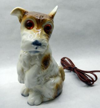 Vintage German Porcelain Dog Terrier Night Light Perfume Fragrance Lamp Numbered