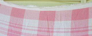 Vtg Pink Plaid Lightweight Flannel Cotton Summer Camp LONG Blanket 72x140 Fabric 4