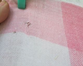 Vtg Pink Plaid Lightweight Flannel Cotton Summer Camp LONG Blanket 72x140 Fabric 6