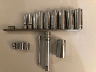 Snap On 3/8 " Drive Deep Socket Set With Sfs All Snap On