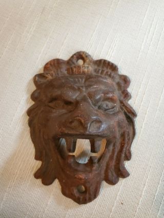 Vintage Cast Iron Wall Plaque - Lion Head With Open Mouth,  Door Knocker?