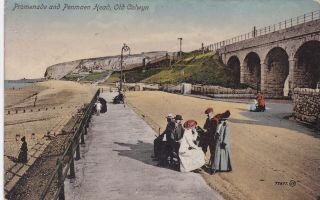 Colwyn Bay - Promenade And Penmaen Head With People By Valentine 